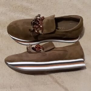 Coconuts by Matisse Brown Suede Loafers with Chain Accent